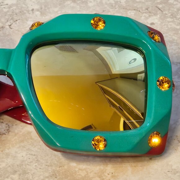 GUCCI HOLLYWOOD FOREVER OVERSIZED SQUARE MASK EMBELLISHED CRYSTAL SUNGLASSES main image 8